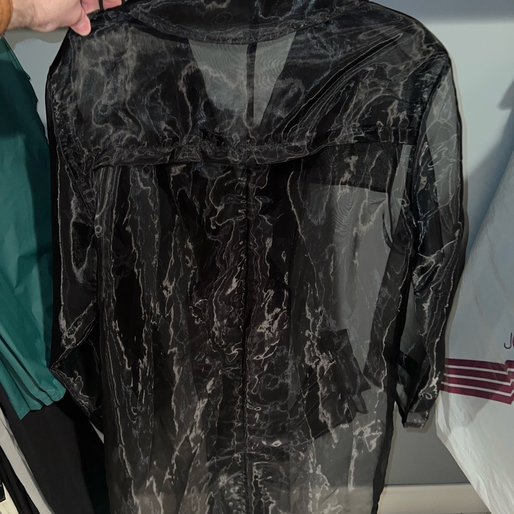 Men’s Black Sheer Trench Coat - Picture 3 of 3